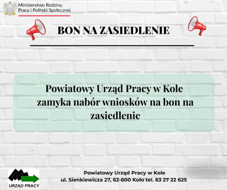 Obrazek dla: Zamknięcie naboru na bon na zasiedlenie