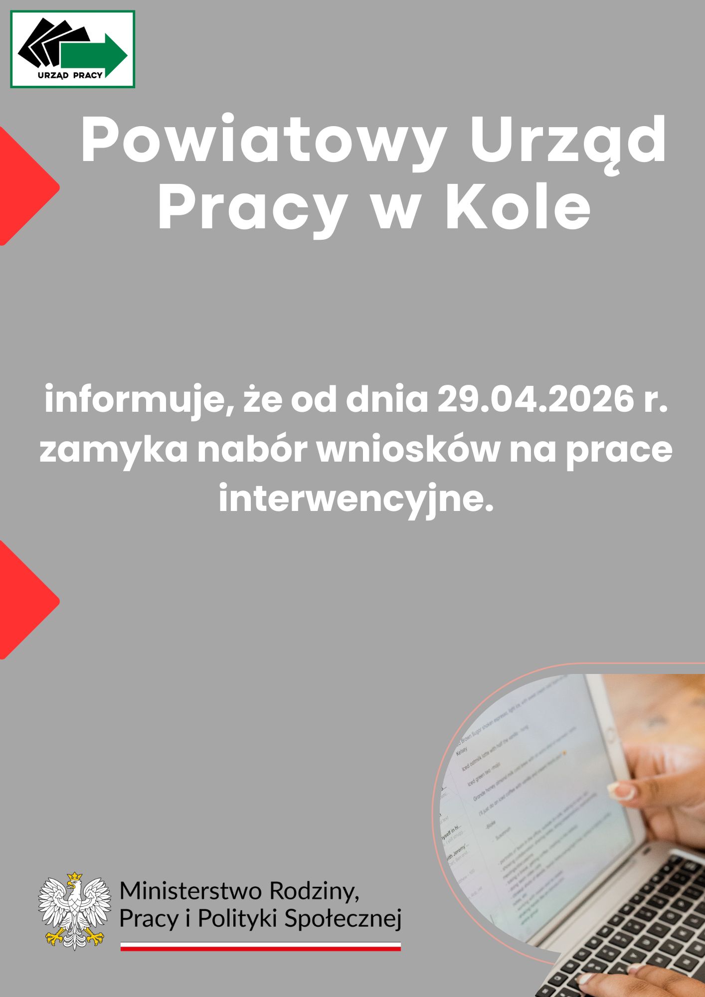 Obrazek dla: Zamknięcie naboru wniosków na prace interwencyjne